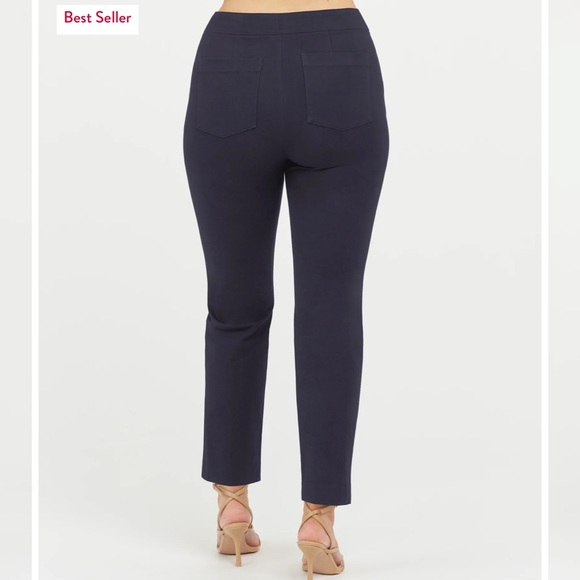 Spanx On-the-Go Ankle Slim Straight Pant in classic navy - Picture 3 of 4